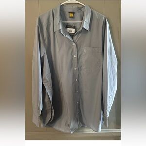 Eddie Bauer Travex NWT Women’s  Lt Blue Button Up Shirt LS Size 2X in bin C2